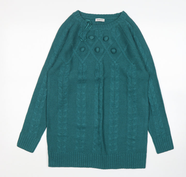 Damart Womens Green Round Neck Acrylic Pullover Jumper Size 10