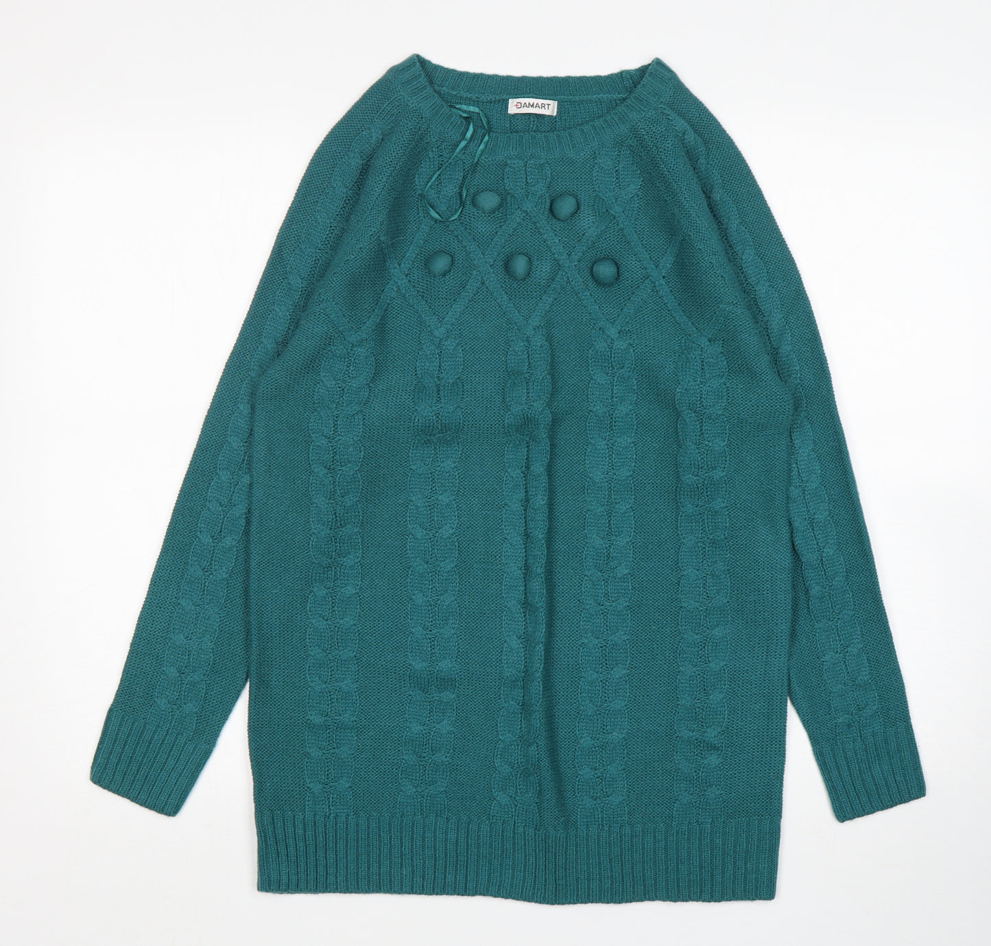 Damart Womens Green Round Neck  Acrylic Pullover Jumper Size 10