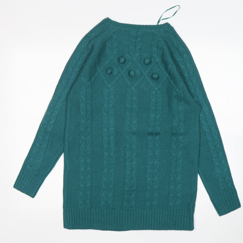 Damart Womens Green Round Neck  Acrylic Pullover Jumper Size 10