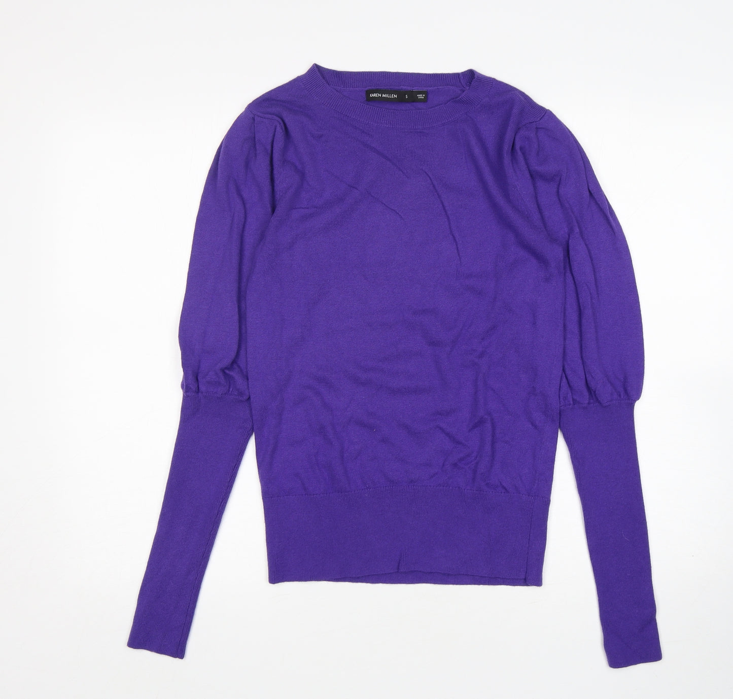 Karen Millen Womens Purple Round Neck  Polyamide Pullover Jumper Size S