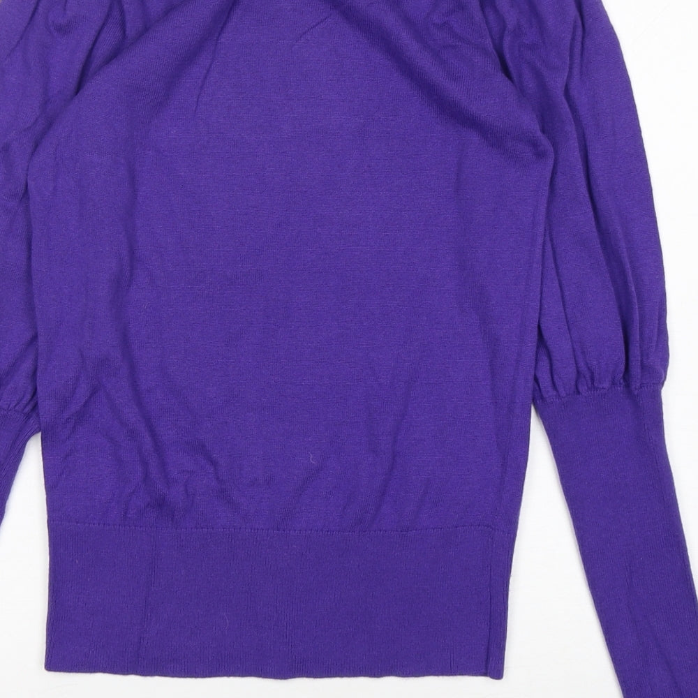 Karen Millen Womens Purple Round Neck  Polyamide Pullover Jumper Size S