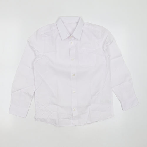 F&F Boys White  Polyester Basic Button-Up Size 8-9 Years Collared Button