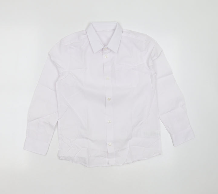 F&F Boys White  Polyester Basic Button-Up Size 8-9 Years Collared Button
