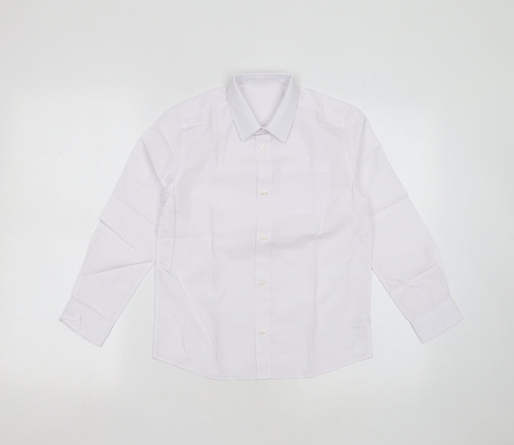 F&F Boys White Polyester Basic Button-Up Size 8-9 Years Collared Button - school