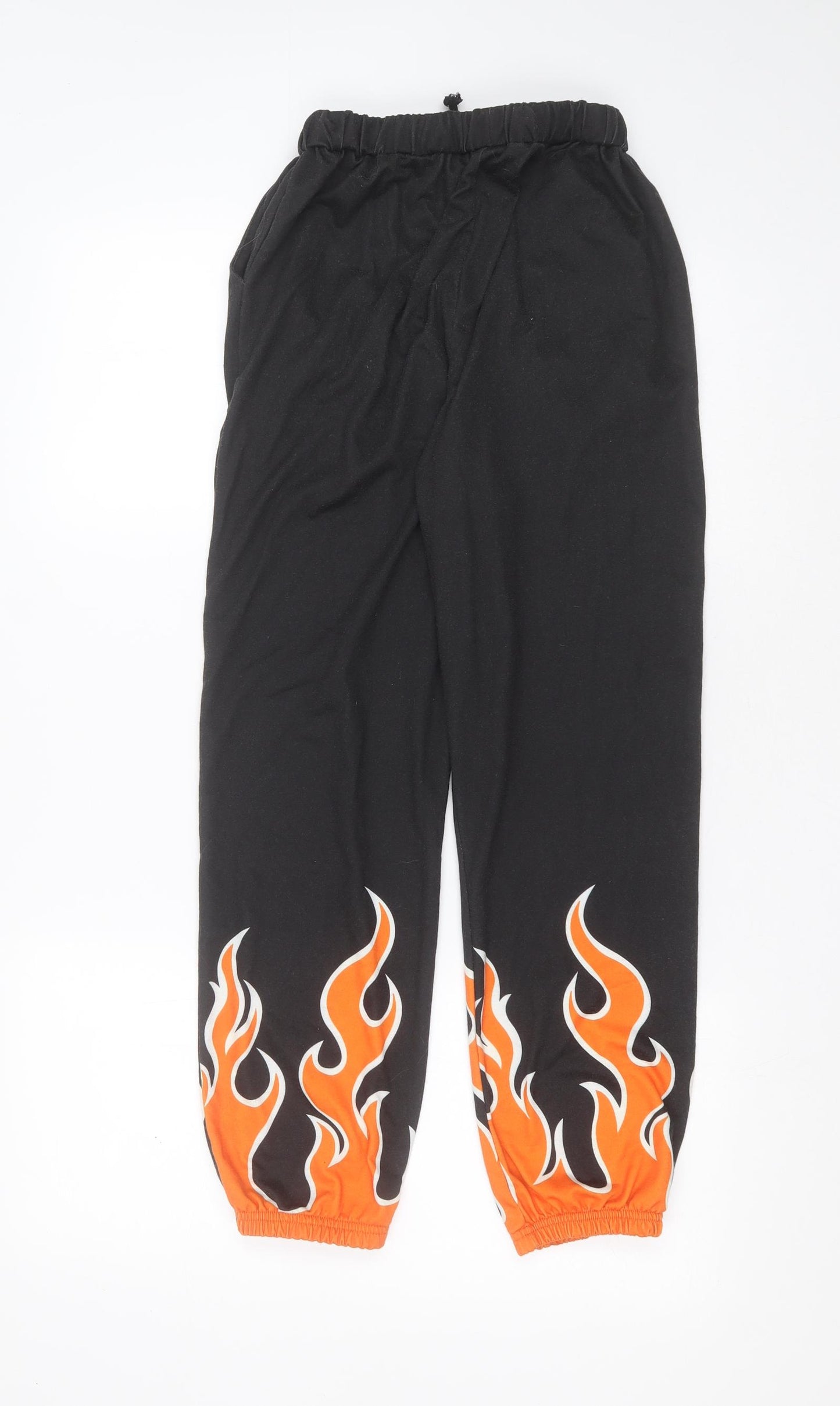 SheIn Girls Black  Polyester Jogger Trousers Size 11-12 Years  Regular  - flame detail