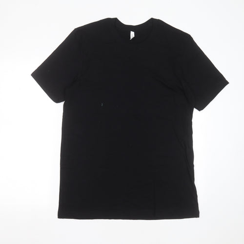 Canvas Mens Black  Cotton  T-Shirt Size L Round Neck