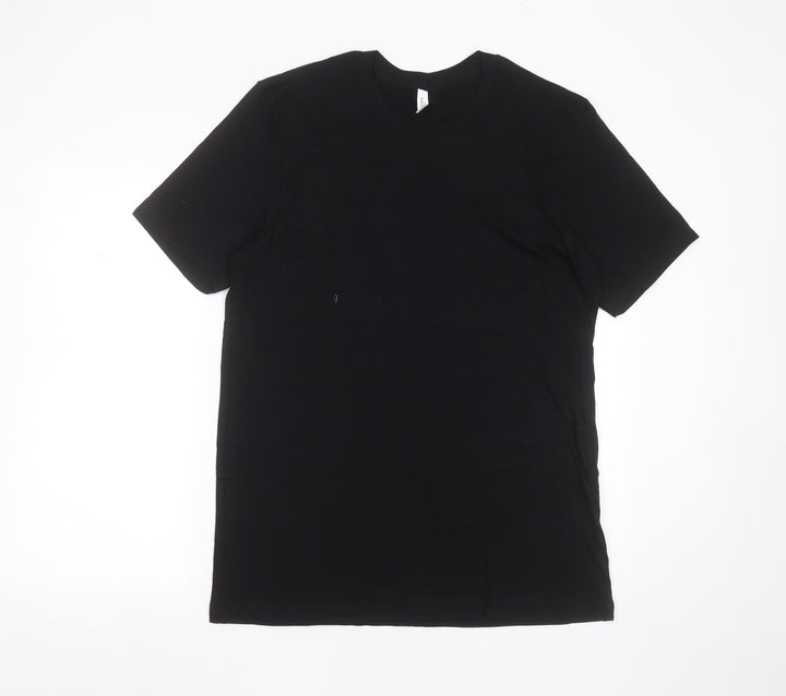 Canvas Mens Black  Cotton  T-Shirt Size L Round Neck