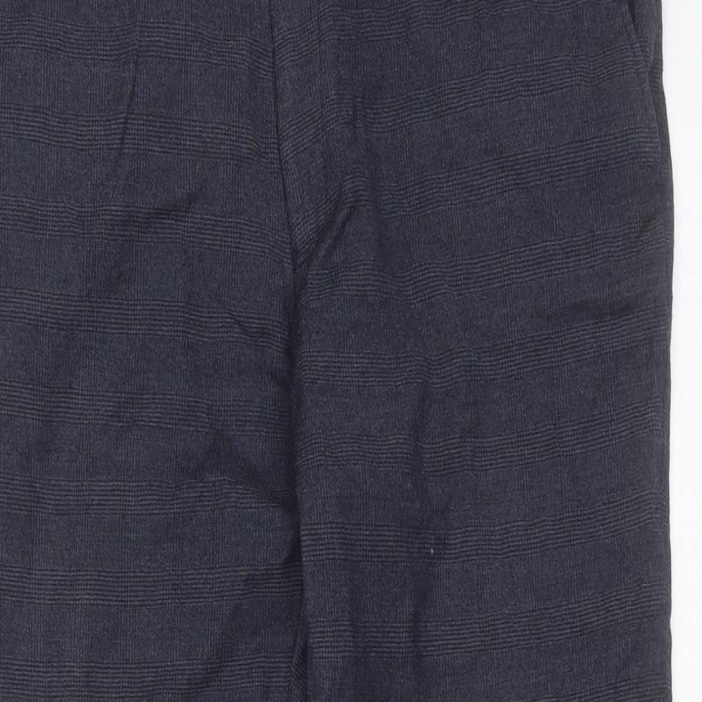NEXT Mens Blue Check Wool Trousers  Size 38 in L31 in Regular Zip
