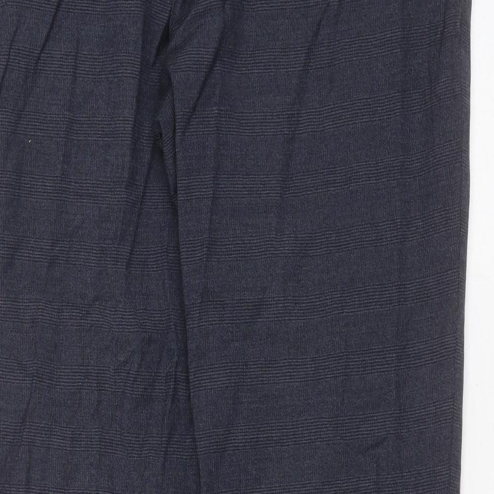 NEXT Mens Blue Check Wool Trousers  Size 38 in L31 in Regular Zip