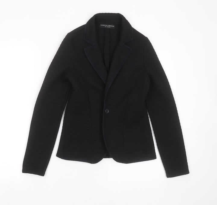 Dorothy Perkins Womens Black Geometric Polyester Jacket Blazer Size 8