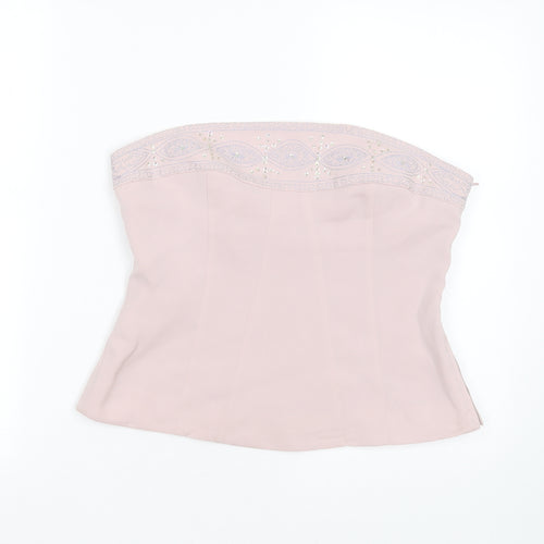 NEXT Womens Pink  Polyester Basic Blouse Size 14 Off the Shoulder - Embroidered detail