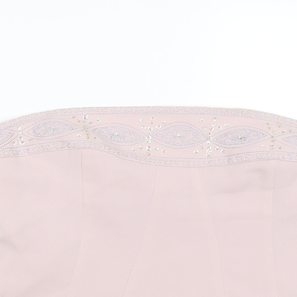 NEXT Womens Pink  Polyester Basic Blouse Size 14 Off the Shoulder - Embroidered detail