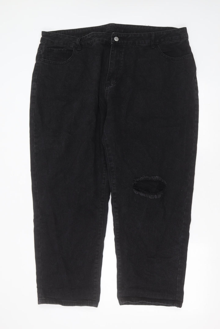SheIn Womens Grey  Cotton Mom Jeans Size 4XL L26 in Regular Zip
