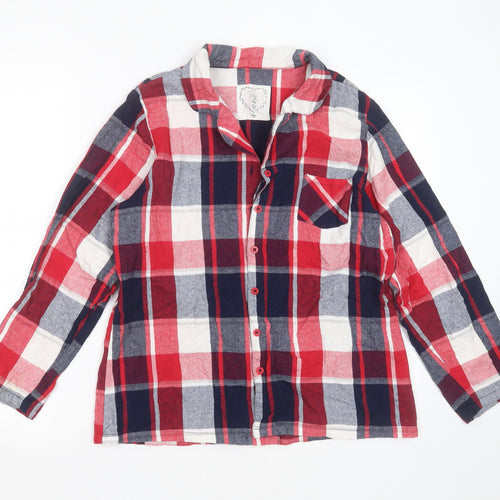 Boux Avenue Womens Red Check Cotton Top Pyjama Top Size 14  Button