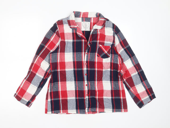 Boux Avenue Womens Red Check Cotton Top Pyjama Top Size 14 Button