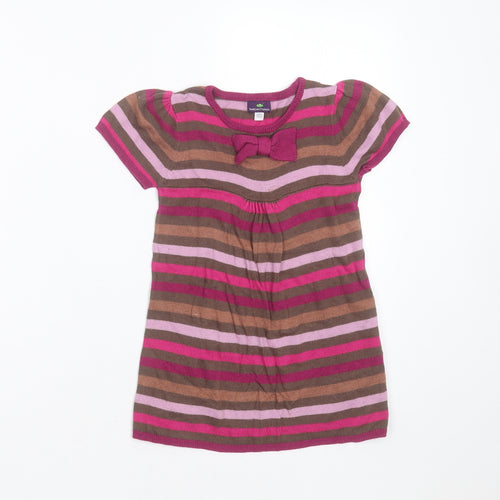 Sergent Major Girls Multicoloured Striped Viscose Jumper Dress  Size 5 Years  Round Neck