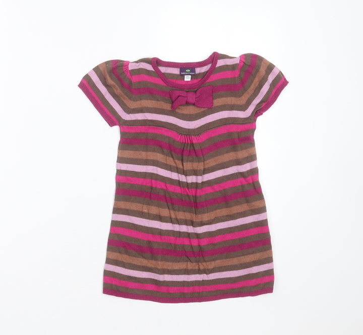 Sergent Major Girls Multicoloured Striped Viscose Jumper Dress  Size 5 Years  Round Neck