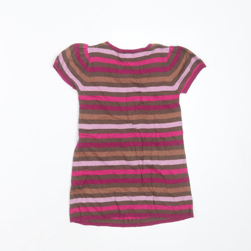 Sergent Major Girls Multicoloured Striped Viscose Jumper Dress  Size 5 Years  Round Neck