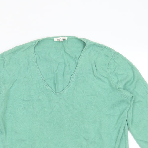 TOM TAILOR Womens Green V-Neck  Cotton Pullover Jumper Size M