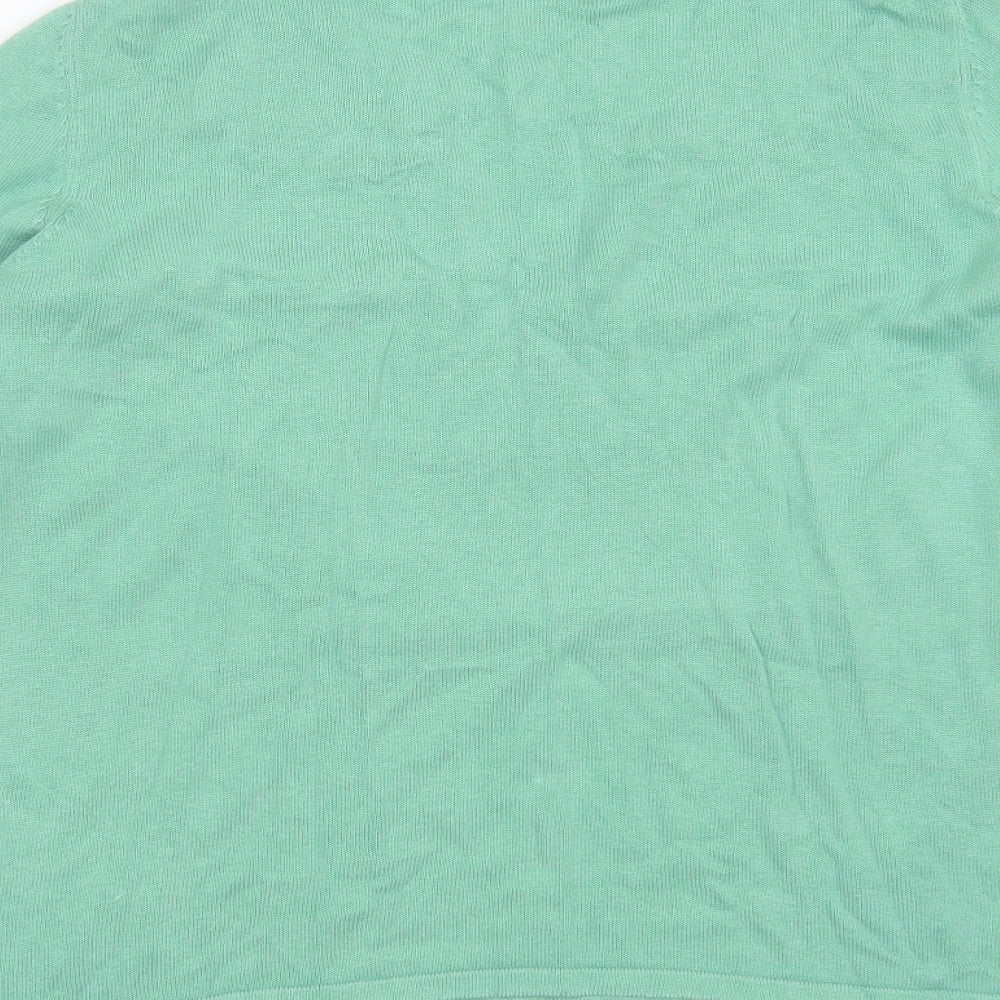 TOM TAILOR Womens Green V-Neck  Cotton Pullover Jumper Size M