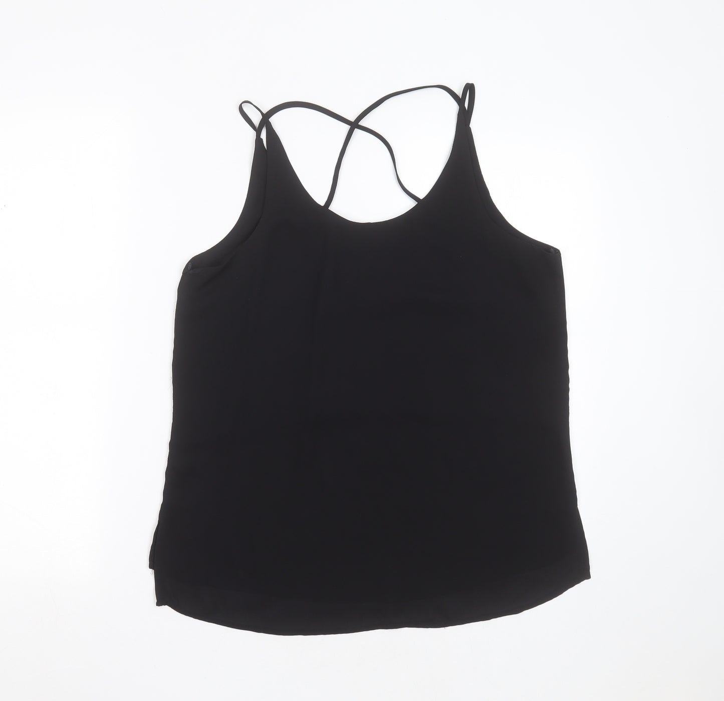 Select Womens Black  Polyester Basic Blouse Size 12 Round Neck