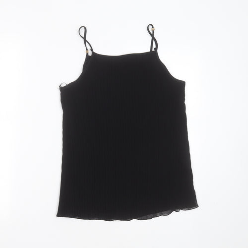 New Look Womens Black Striped Polyester Camisole Blouse Size 12 Round Neck