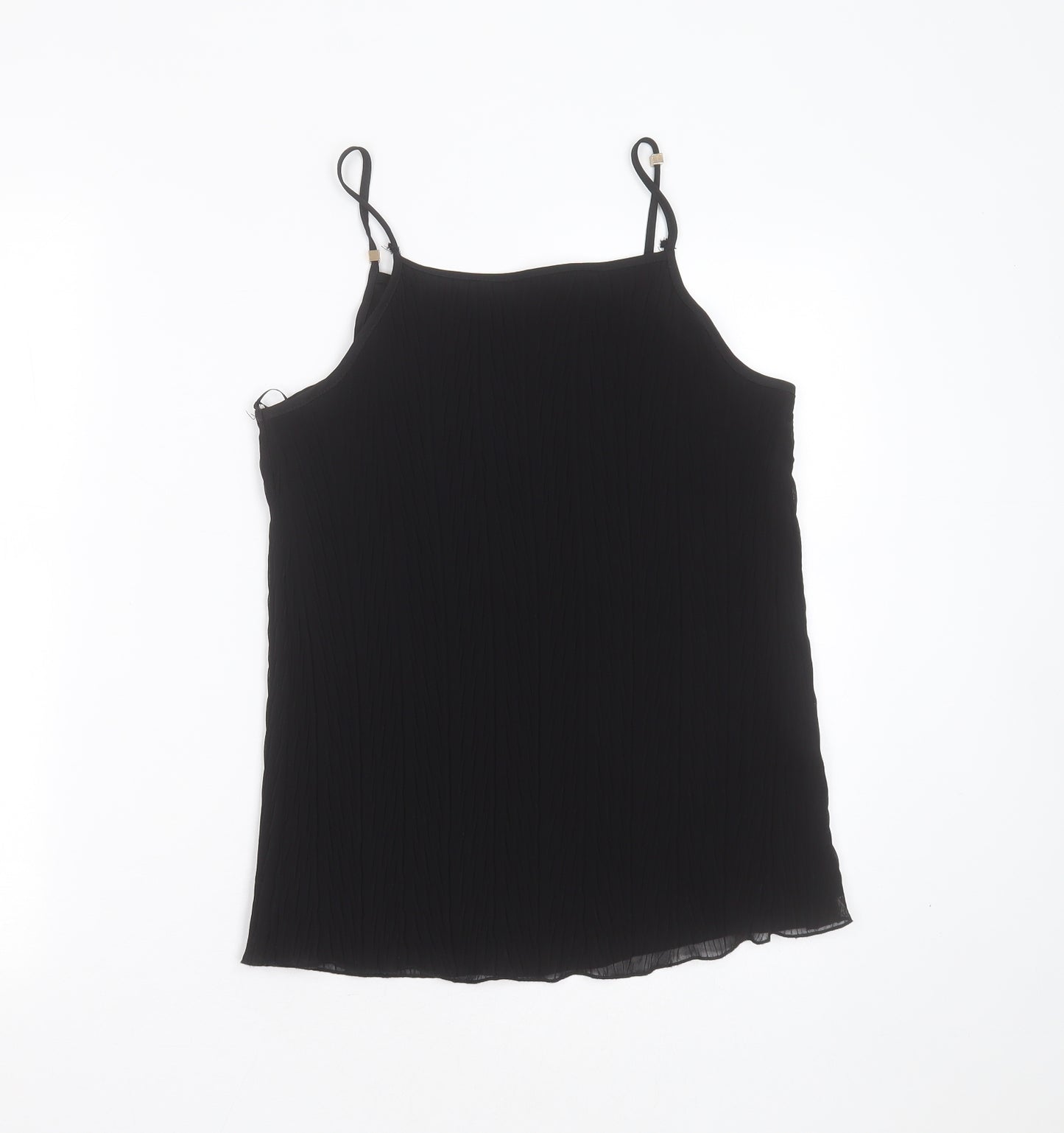 New Look Womens Black Striped Polyester Camisole Blouse Size 12 Round Neck