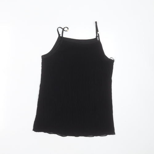 New Look Womens Black Striped Polyester Camisole Blouse Size 12 Round Neck