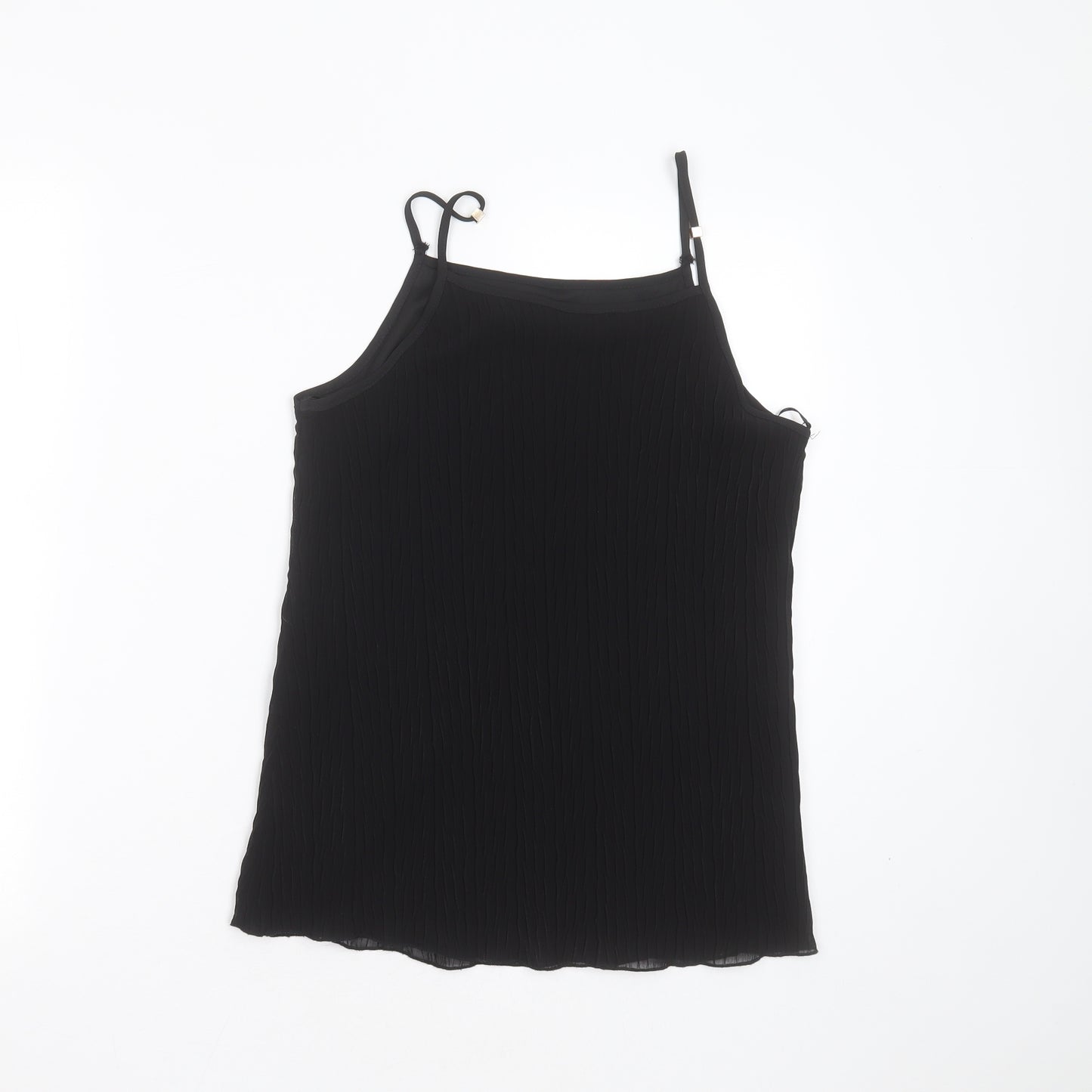 New Look Womens Black Striped Polyester Camisole Blouse Size 12 Round Neck