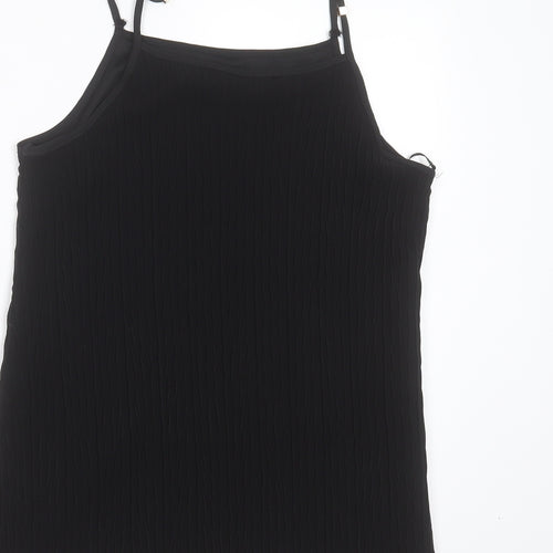 New Look Womens Black Striped Polyester Camisole Blouse Size 12 Round Neck