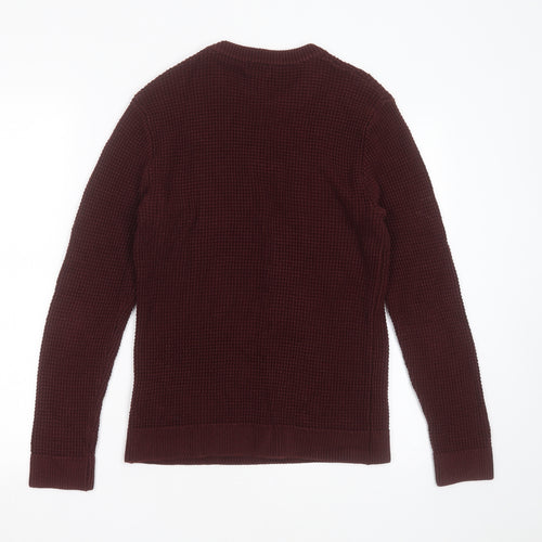 H&M Womens Purple Round Neck  Acrylic Pullover Jumper Size S   - waffle knit, burgundy
