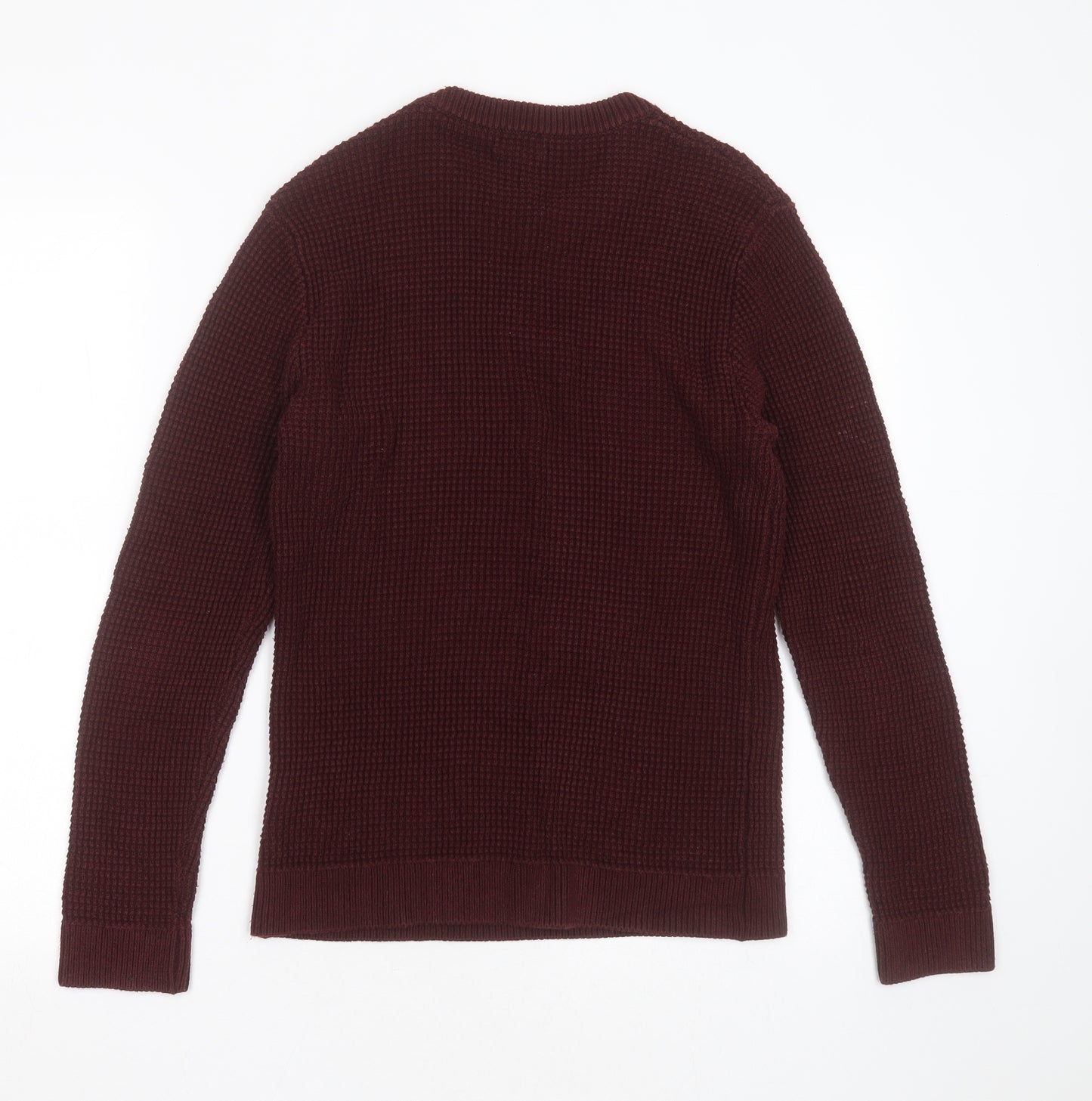 H&M Womens Purple Round Neck  Acrylic Pullover Jumper Size S   - waffle knit, burgundy