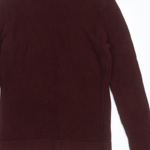 H&M Womens Purple Round Neck  Acrylic Pullover Jumper Size S   - waffle knit, burgundy