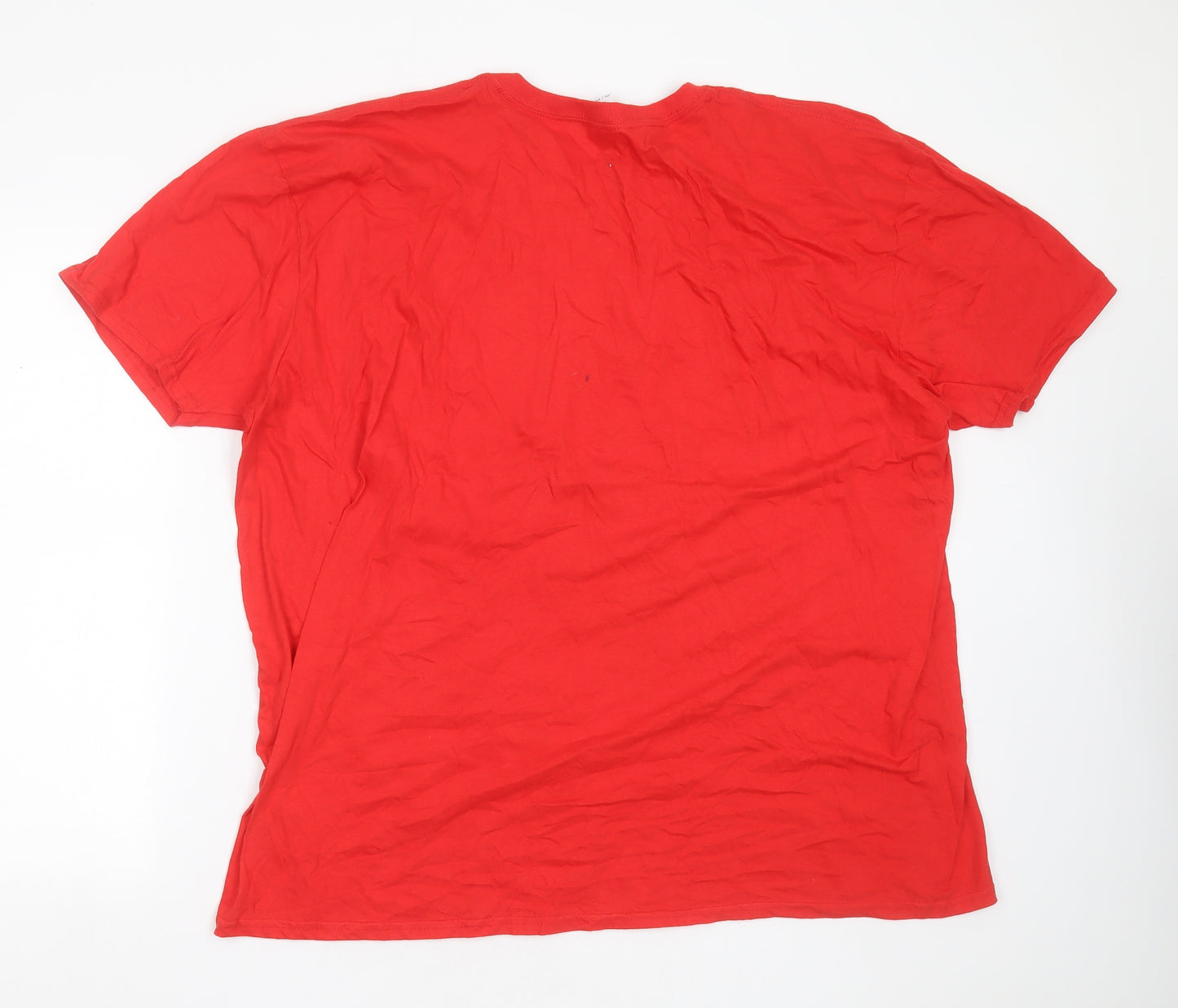Gildan Mens Red  Cotton  T-Shirt Size 3XL Round Neck  - owl