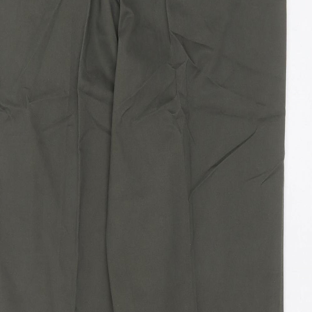 Maine New England Mens Green  Cotton Chino Trousers Size 36 in L32 in Regular Zip