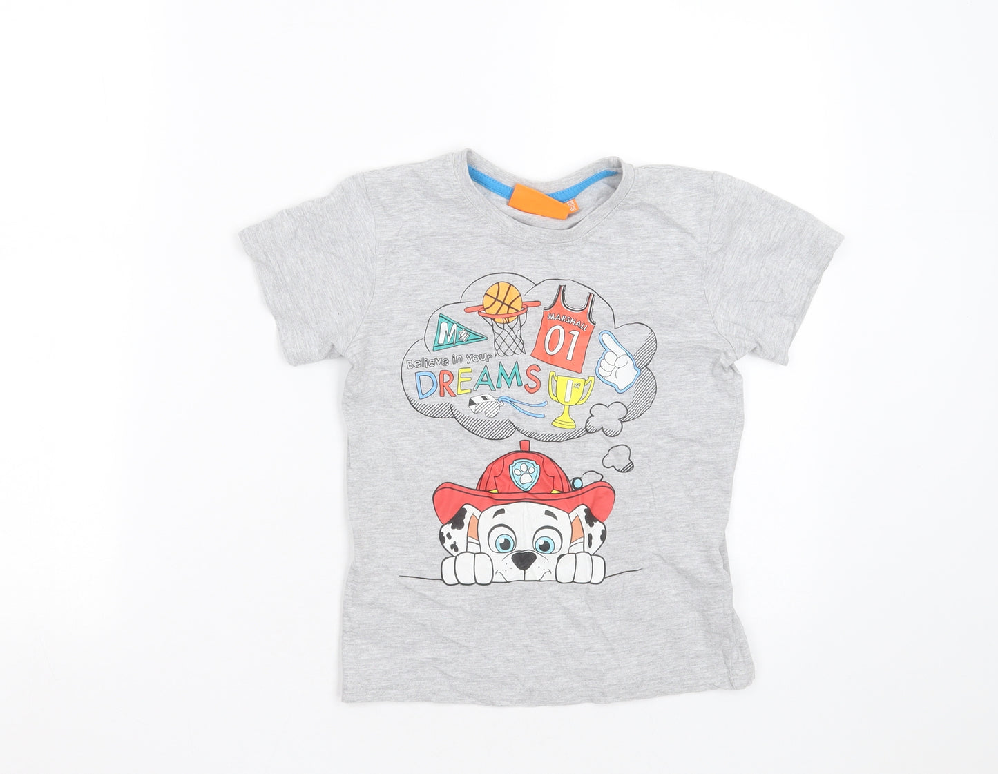 Nickelodeon Boys Grey  Cotton Basic T-Shirt Size 8 Years Round Neck  - paw patrol