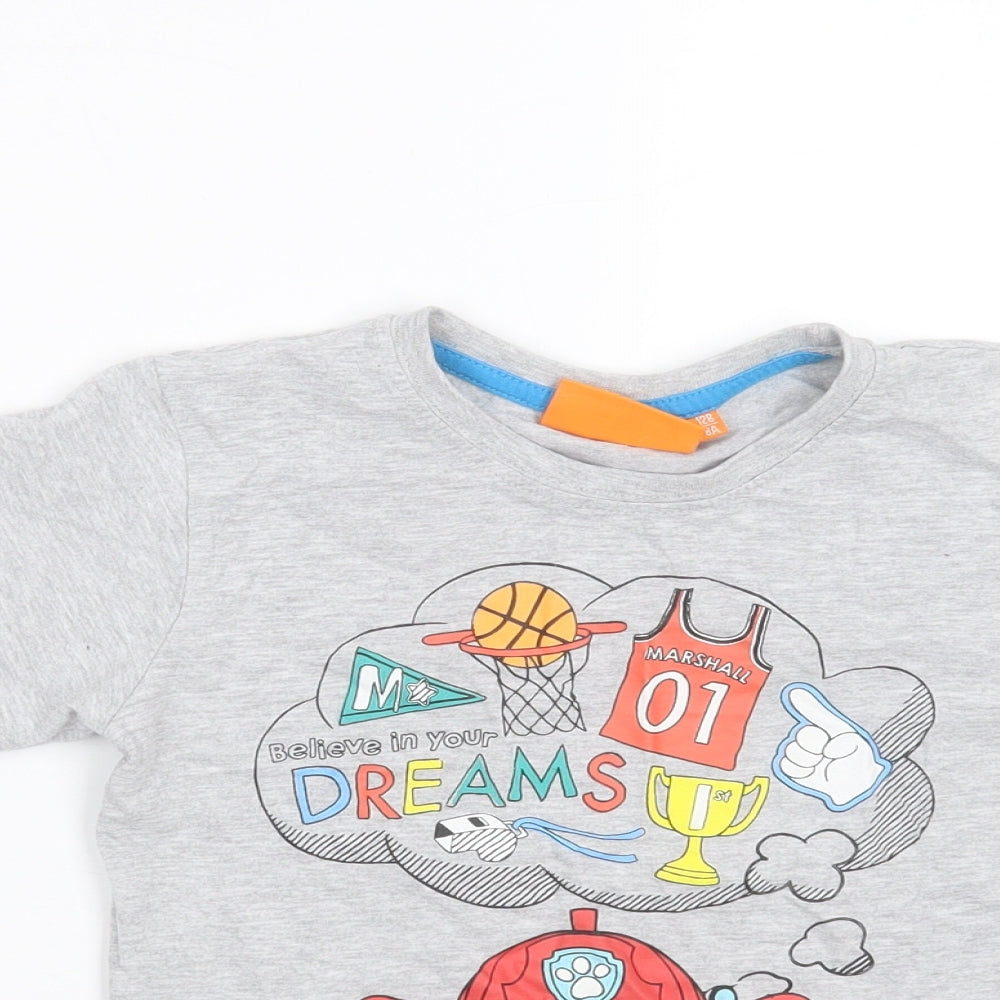 Nickelodeon Boys Grey  Cotton Basic T-Shirt Size 8 Years Round Neck  - paw patrol