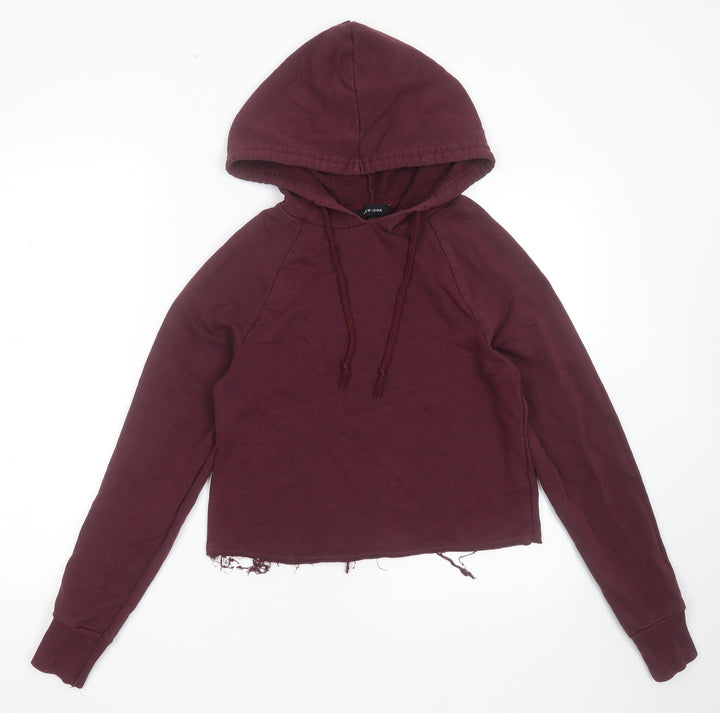 New Look Womens Purple Cotton Pullover Hoodie Size 6 - Distressed hem