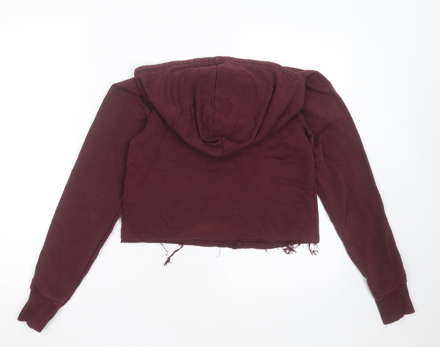 New Look Womens Purple  Cotton Pullover Hoodie Size 6   - Distressed hem