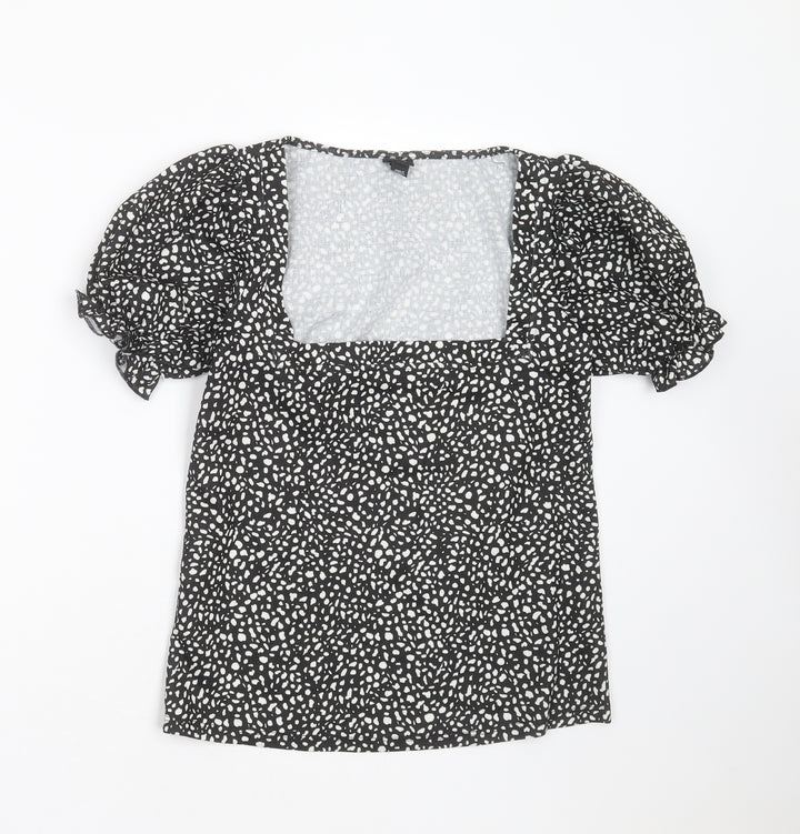 River Island Womens Black  Polyester Basic Blouse Size 6 Square Neck