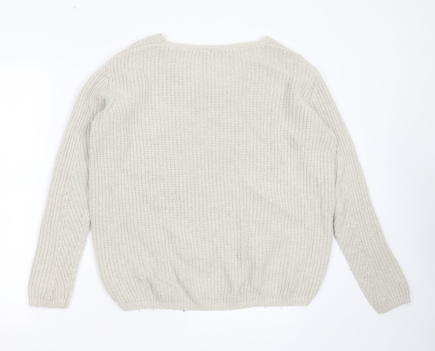 Topshop Womens Beige Round Neck  Acrylic Pullover Jumper Size 6