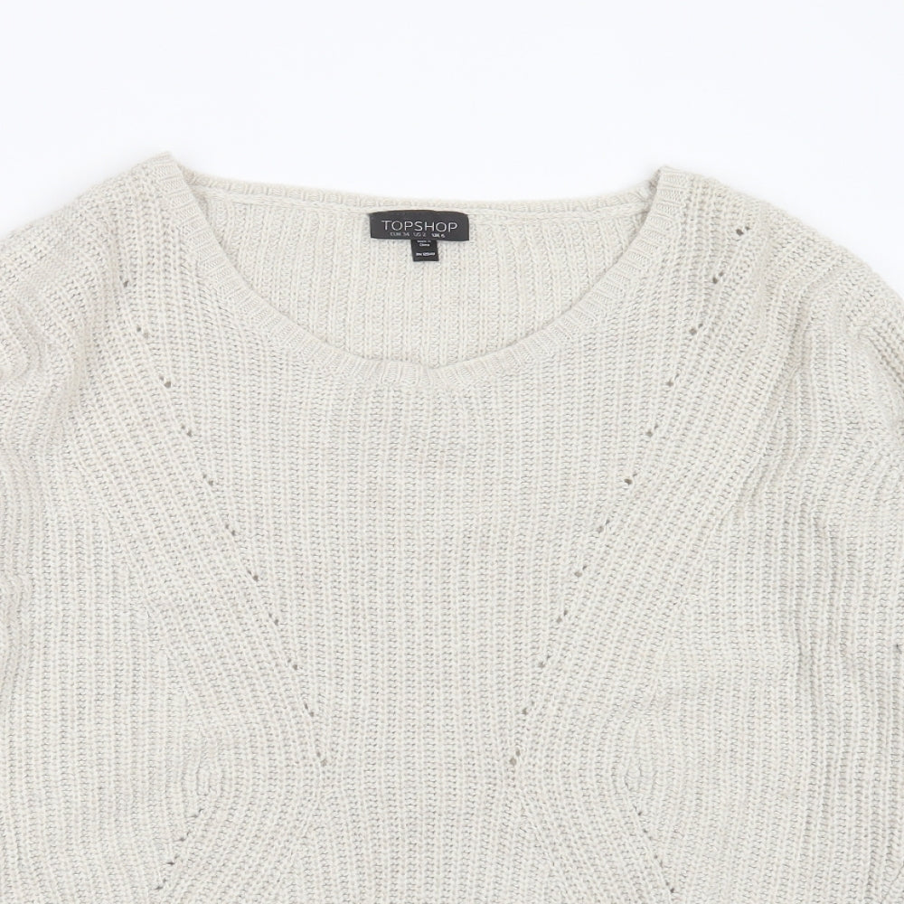 Topshop Womens Beige Round Neck  Acrylic Pullover Jumper Size 6