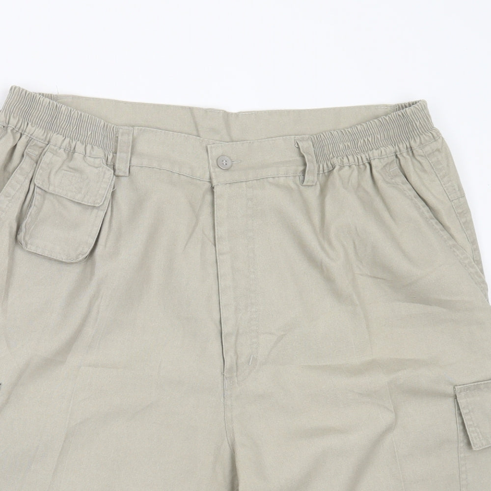jintao  Mens Green  Cotton Cargo Shorts Size 2XL L9 in Regular Zip