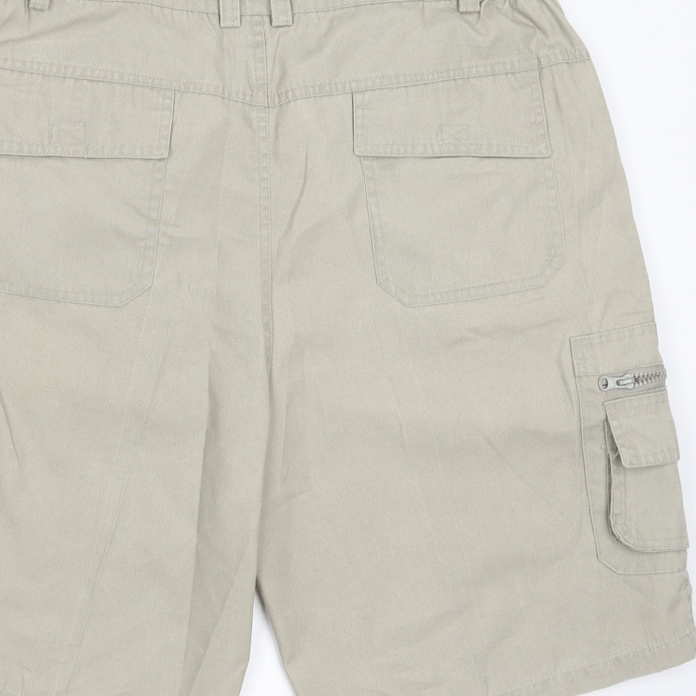 jintao  Mens Green  Cotton Cargo Shorts Size 2XL L9 in Regular Zip