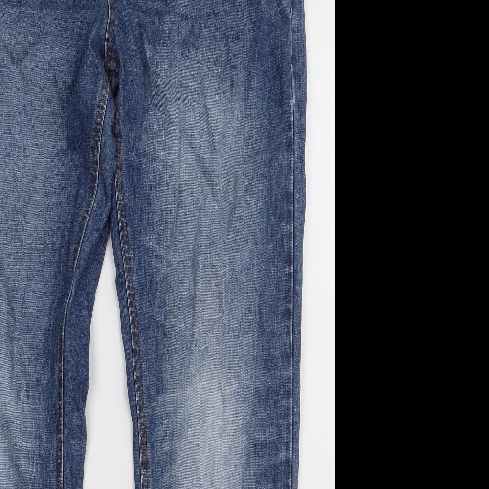 F&F Mens Blue  Cotton Straight Jeans Size 34 L32 in Regular Button