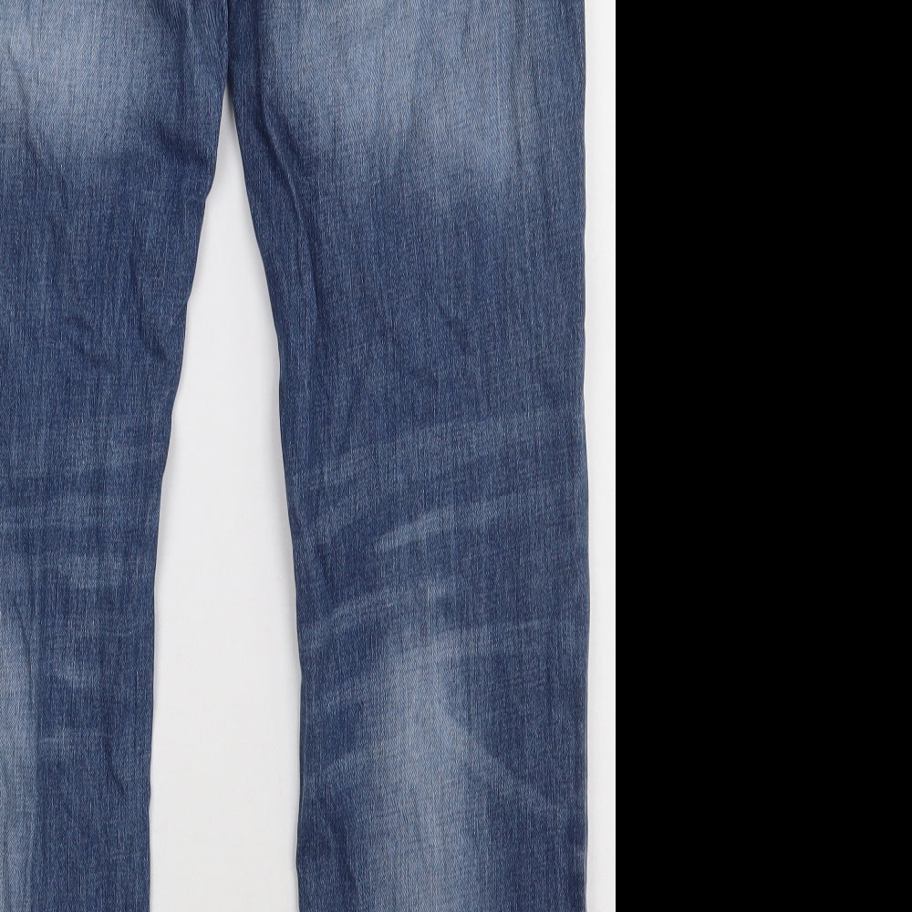 F&F Mens Blue  Cotton Straight Jeans Size 34 L32 in Regular Button