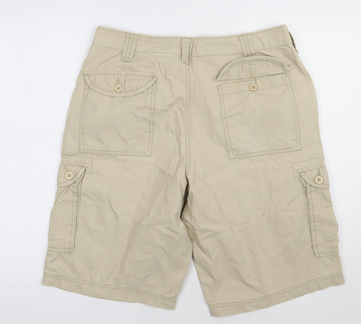Preworn Mens Beige  Cotton Cargo Shorts Size 34 L14 in Regular Button