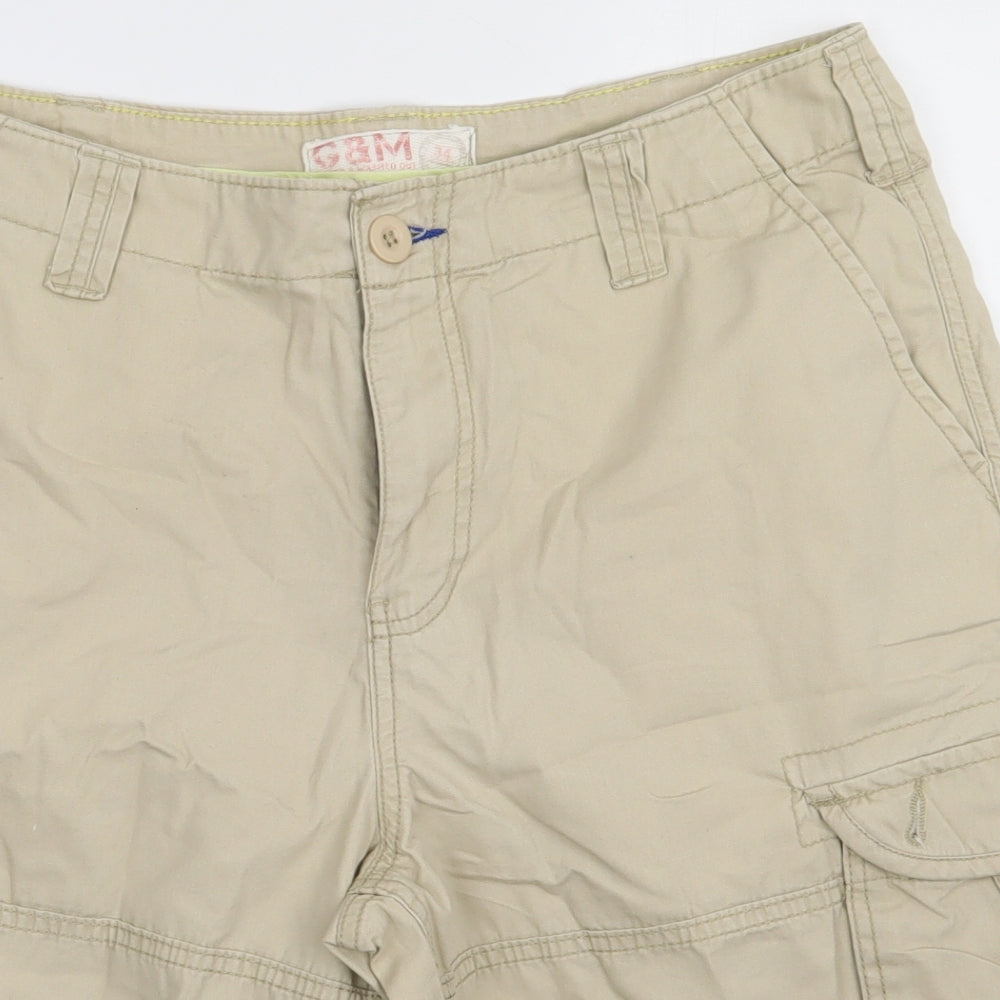 Preworn Mens Beige  Cotton Cargo Shorts Size 34 L14 in Regular Button