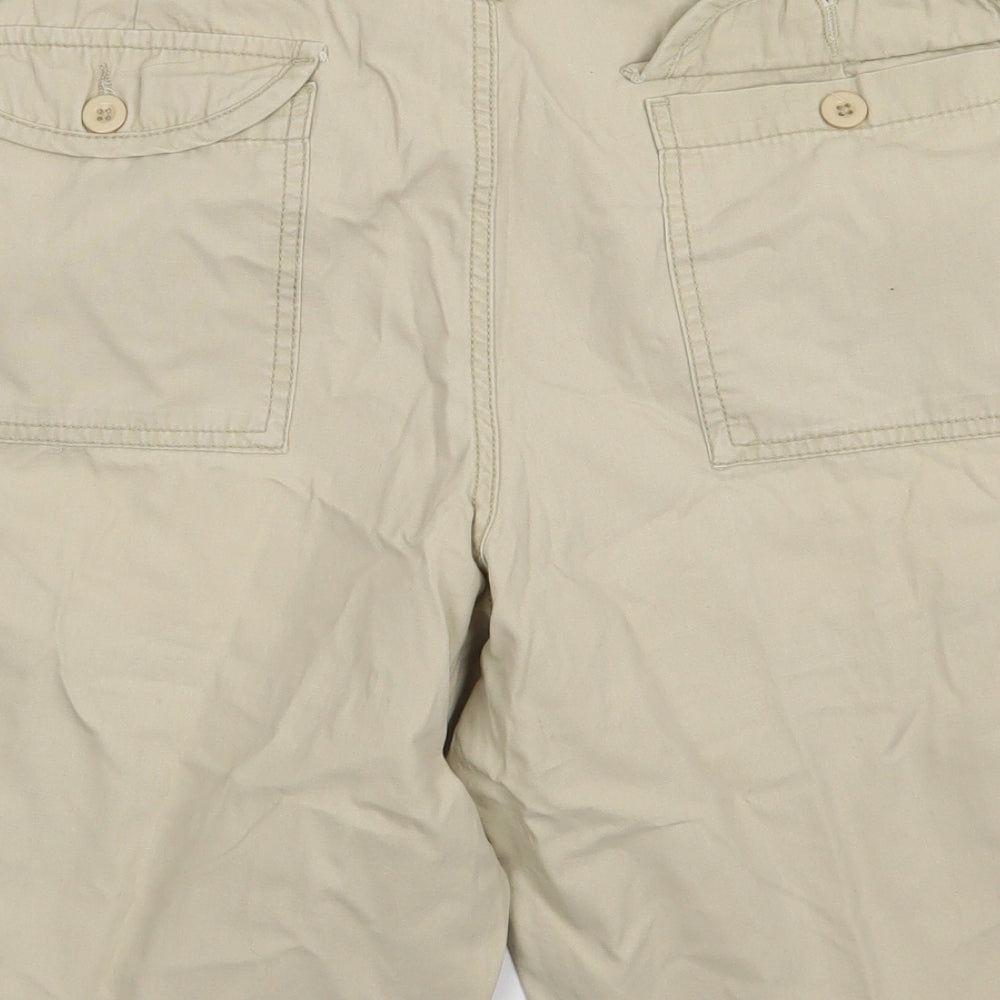Preworn Mens Beige  Cotton Cargo Shorts Size 34 L14 in Regular Button