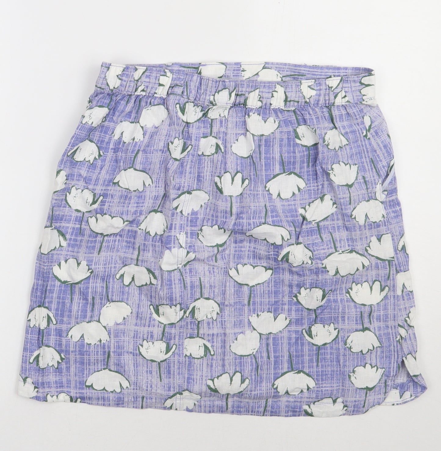 NEXT Womens Purple Floral Linen A-Line Skirt Size 12